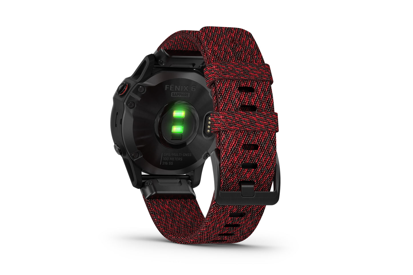 Garmin Fenix 6 Sapphire, Black DLC w/Red Nylon Band