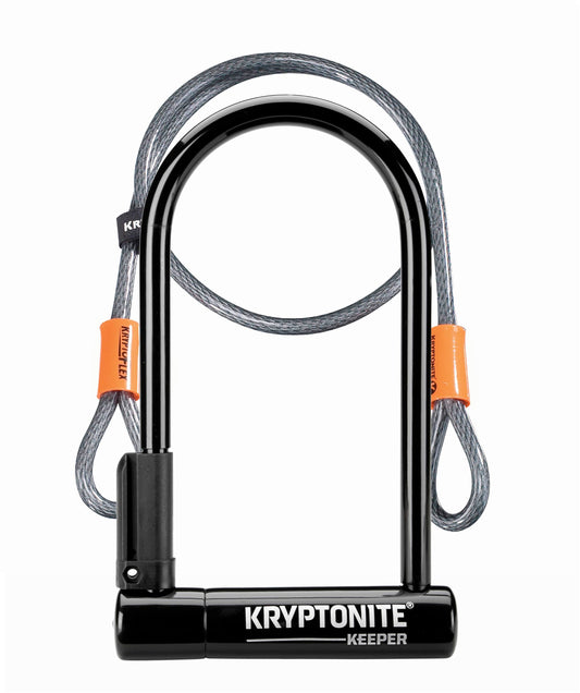 KRYPTONITE KEEPER U-LOCK - 4 X 8 KEYED BLACK INCLUDES 4' CABLE AND BRACKET