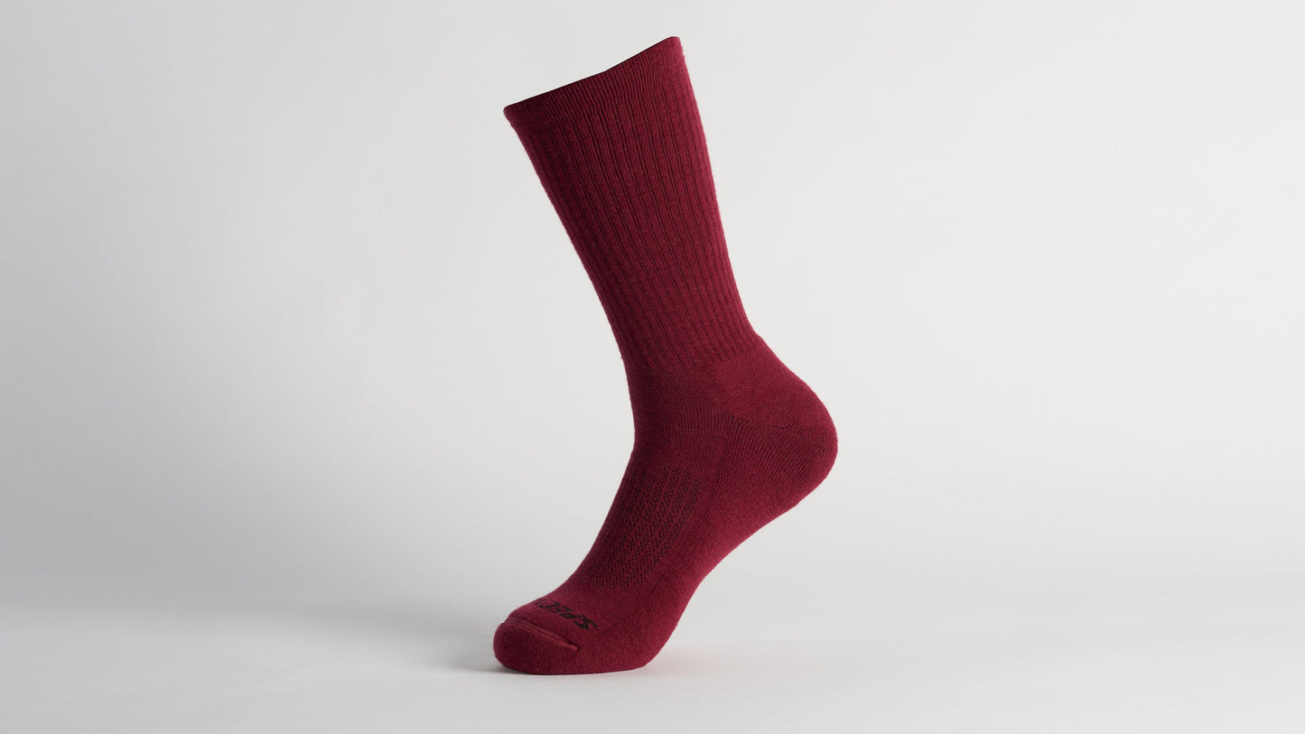 Specialized Merino Midweight Tall Logo Socks - Maroon S