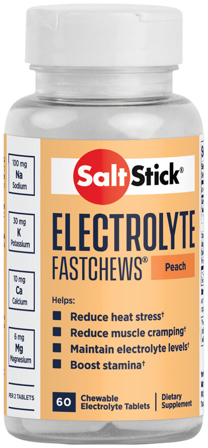 SALTSTICK FASTCHEWS CHEWABLE ELECTROLYTE TABLETS: BOTTLE OF 60 PERFECTLY PEACH