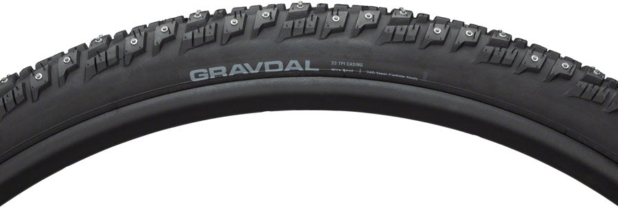 45NRTH GRAVDAL TIRE - 650B X 38 CLINCHER STEEL BLACK 33TPI 240 CARBIDE STEEL STUDS