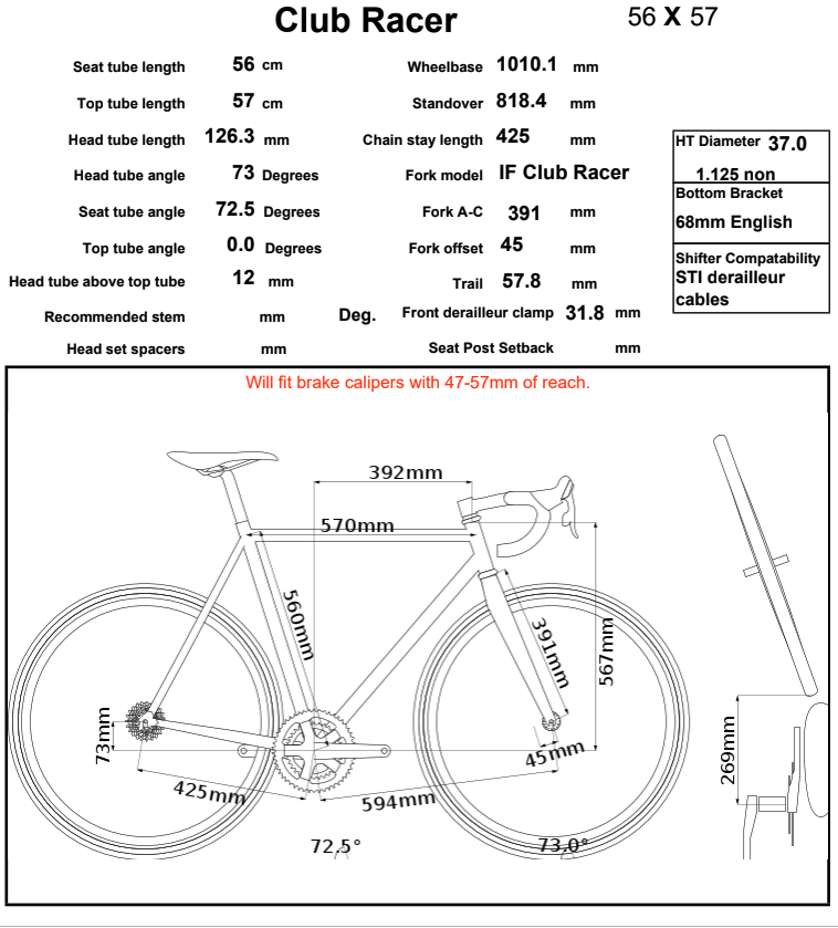 2017 Independent Fabrication Steel Club Racer Frame Gls Blk 56
