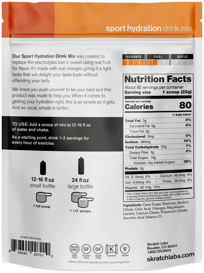 SPORT HYDRATION DRINK MIX, ORANGES,  60-SERVING RESEALABLE BAG