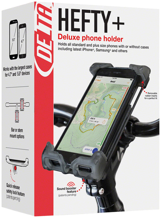 DELTA HEFTY HOLDER PLUS SMARTPHONE BIKE MOUNT - CLEAR GRAY