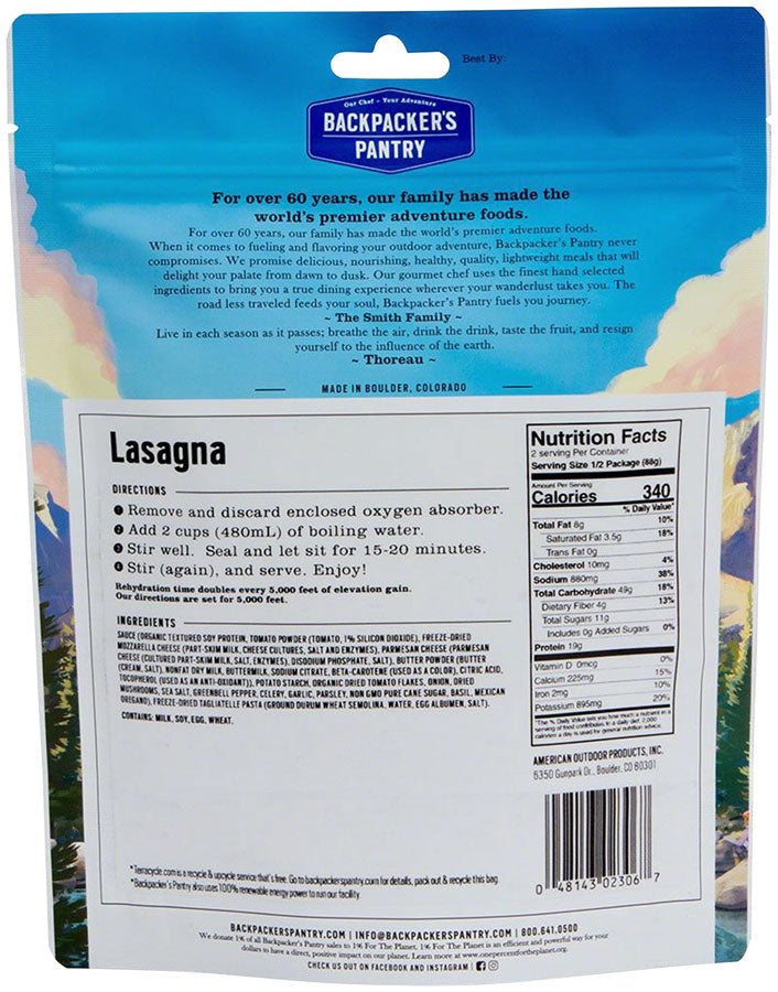 Backpacker's Pantry Vegetarian Lasagna