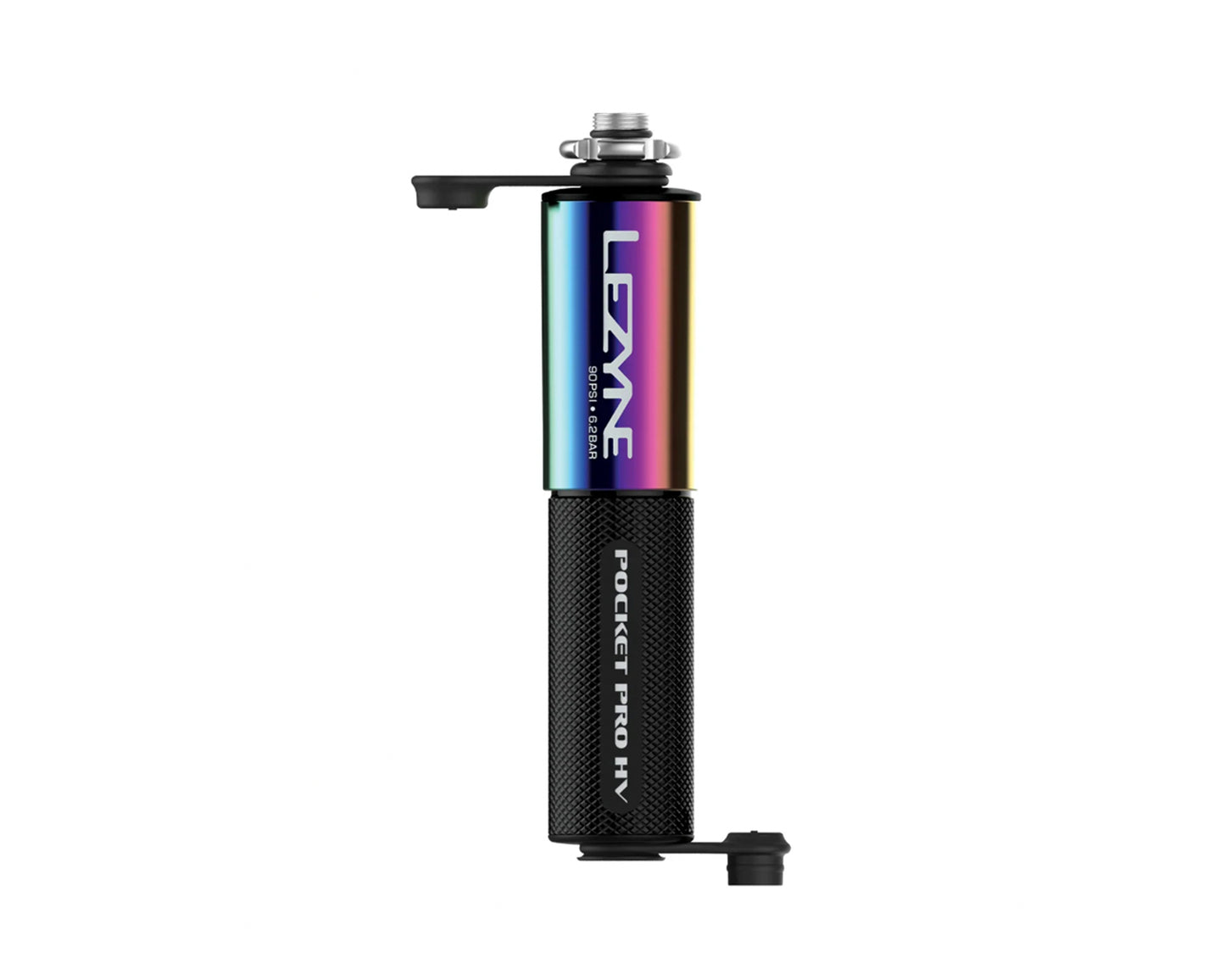 LEZYNE POCKET DRIVE PRO HV MINI PUMP - ALUMINIUM, 90PSI,  PRESTA/SCHRADER, WITH MOUNT, NEO/BLACK